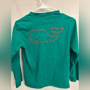 vineyard vines medium 12/14 long sleeve classic pocket teeshirt with red whale